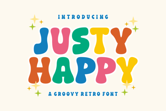 Justy Happy Font: A Playful Retro Display Typeface for Makers